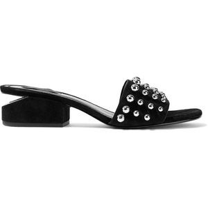 ALEXANDER WANG STUDDED LOU MULE – Black Suede Shoe